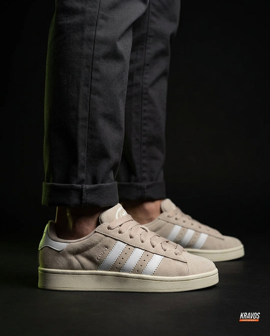 AD 00 Suede Panelled Terrace Trainer Beige White