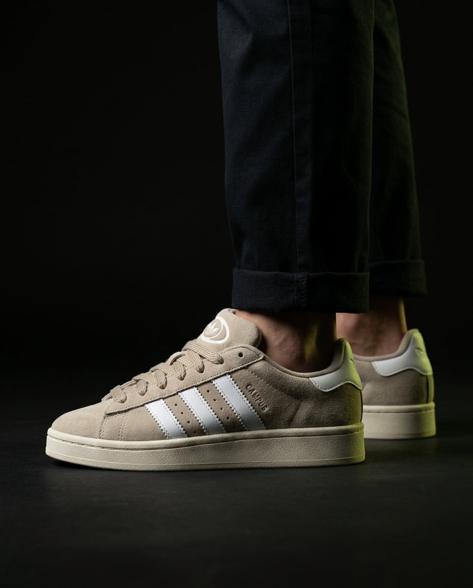 AD 00 Suede Rope-Lace Terrace Trainer Beige White