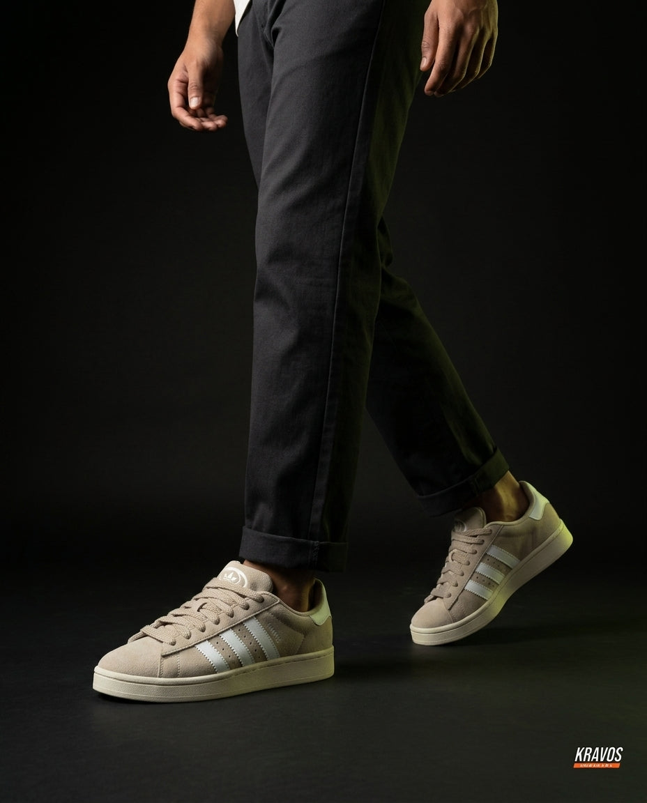 AD 00 Suede Rope-Lace Terrace Trainer Beige White