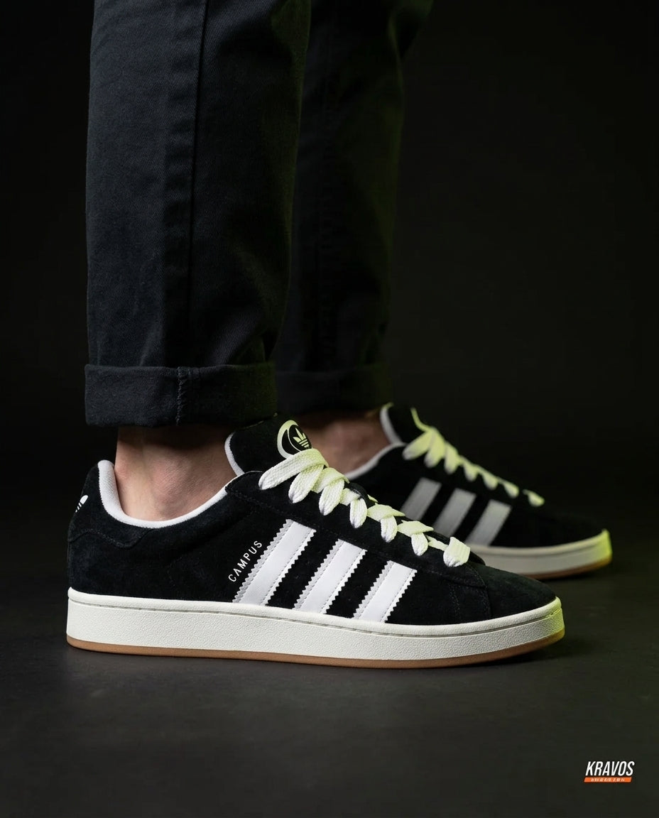 AD 00 Suede Rope-Lace Terrace Trainer Black White Gum