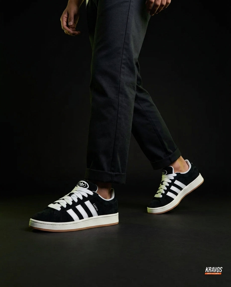 AD 00 Suede Rope-Lace Terrace Trainer Black White Gum