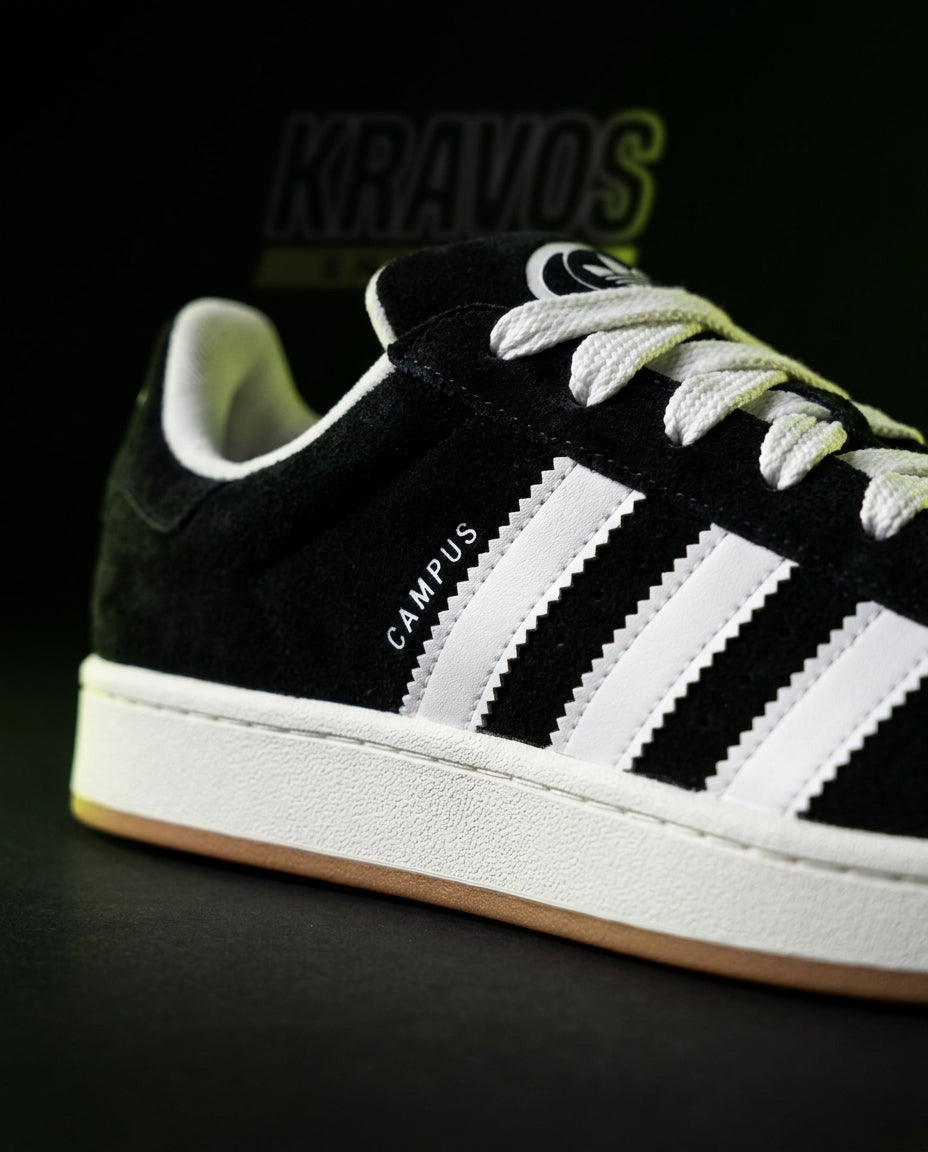 AD 00 Suede Rope-Lace Terrace Trainer Black White Gum