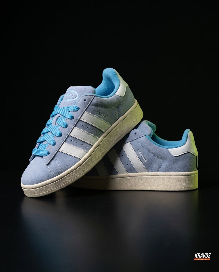 AD 00 Suede Rope-Lace Terrace Trainer Blue White Cream