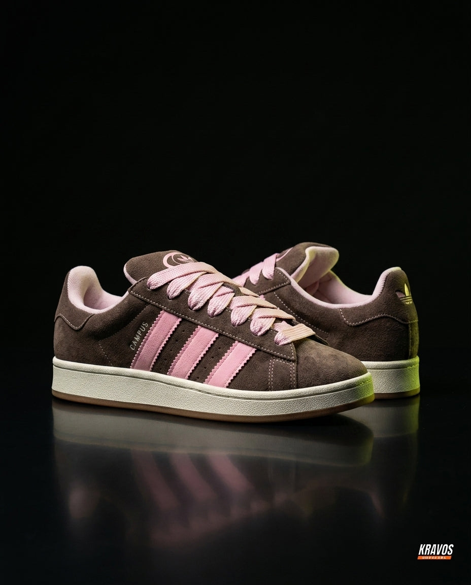 AD 00 Suede Rope-Lace Terrace Trainer Brown Pink