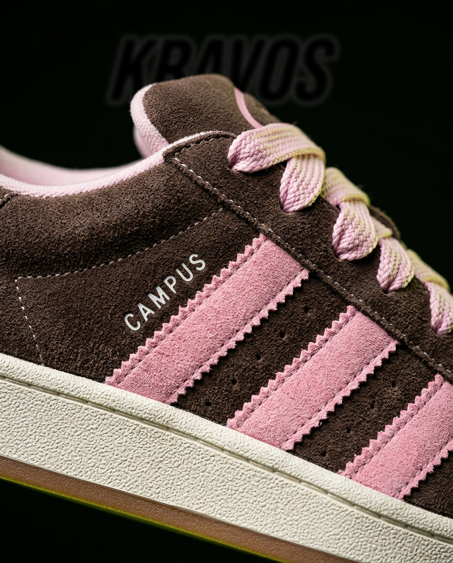 AD 00 Suede Rope-Lace Terrace Trainer Brown Pink