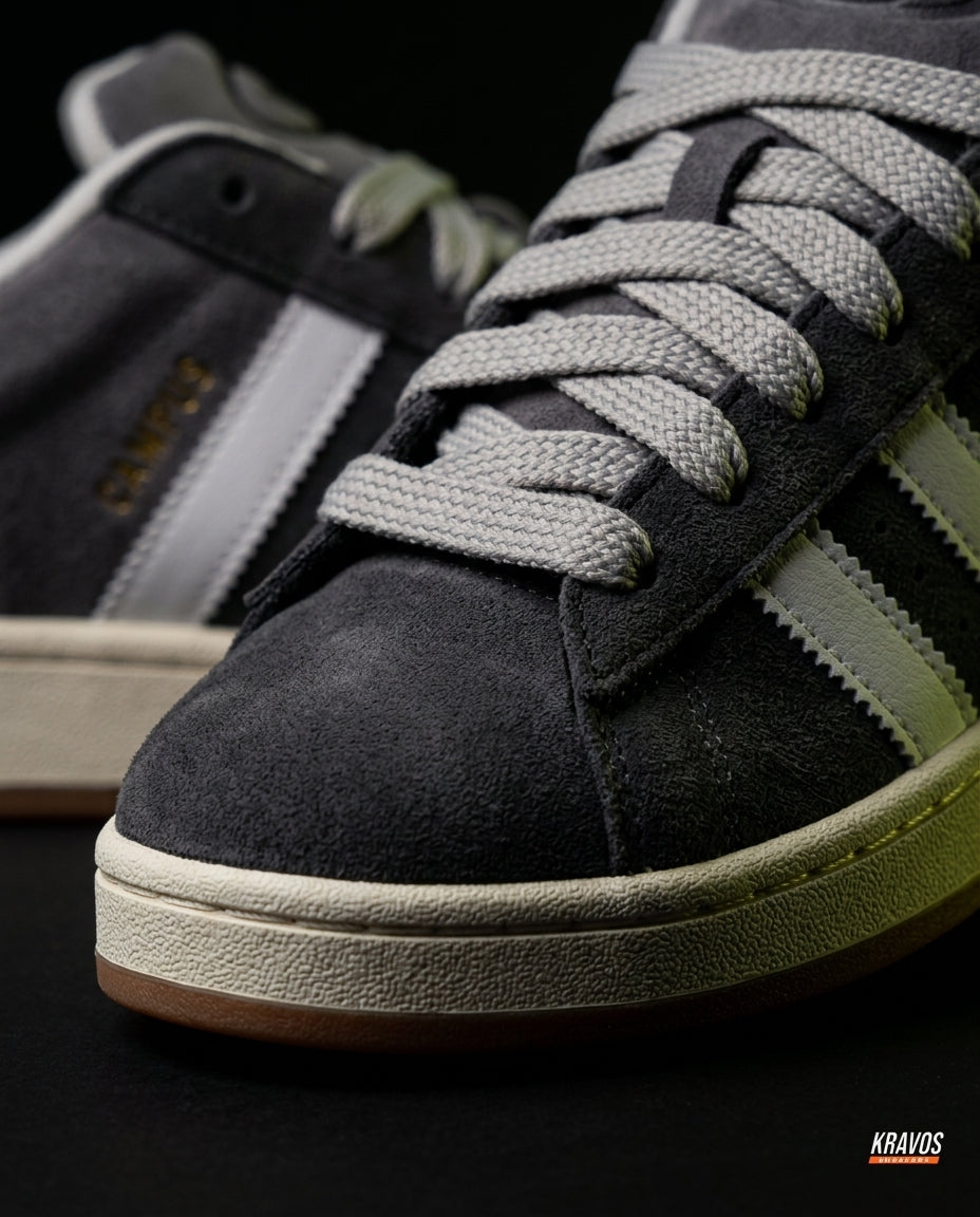 AD 00 Suede Rope-Lace Terrace Trainer Grey White Black