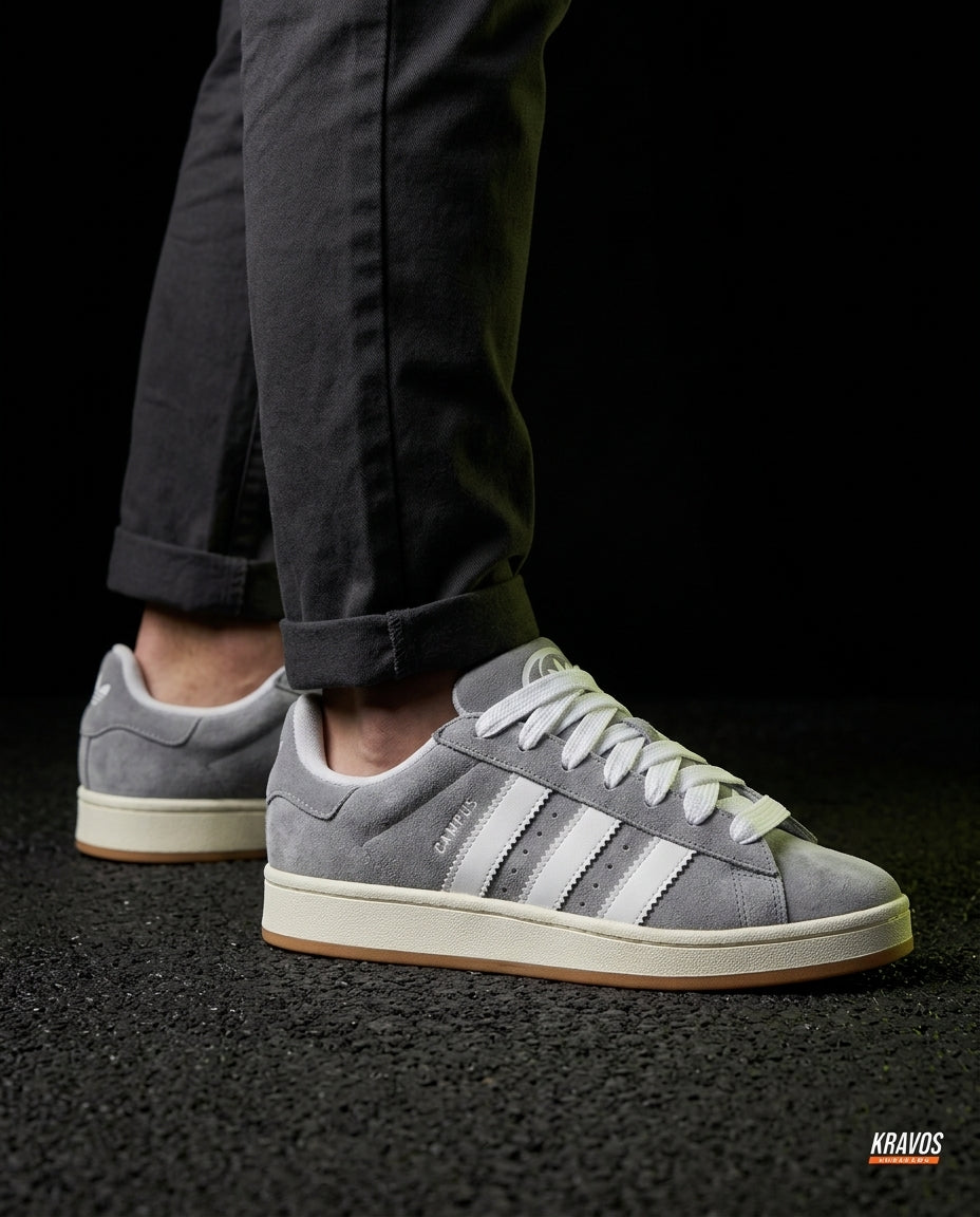 AD 00 Suede Rope-Lace Terrace Trainer Grey White Gum