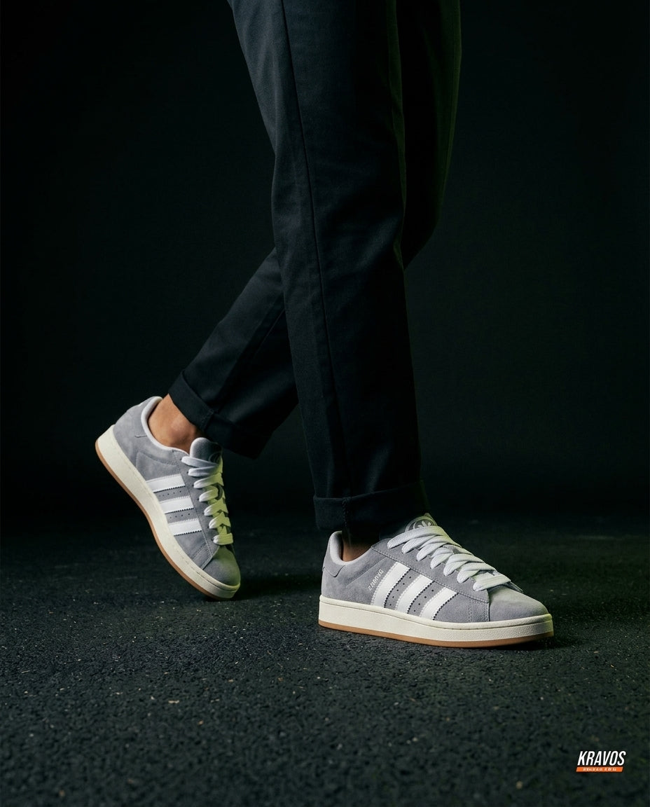 AD 00 Suede Rope-Lace Terrace Trainer Grey White Gum