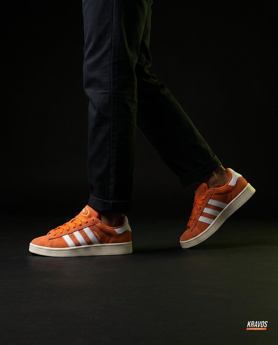 AD 00 Suede Rope-Lace Terrace Trainer Orange White Cream