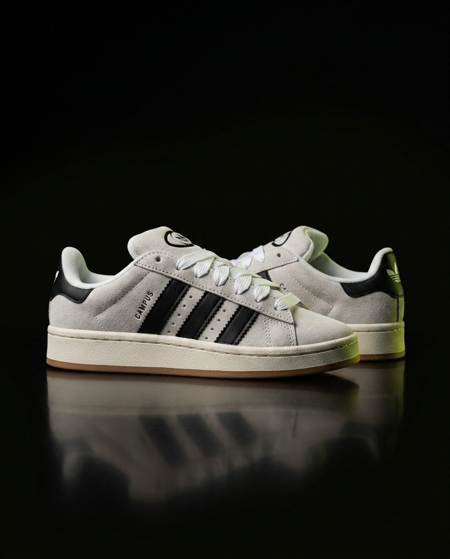 AD 00 Suede Rope-Lace Terrace Trainer White Black Gum