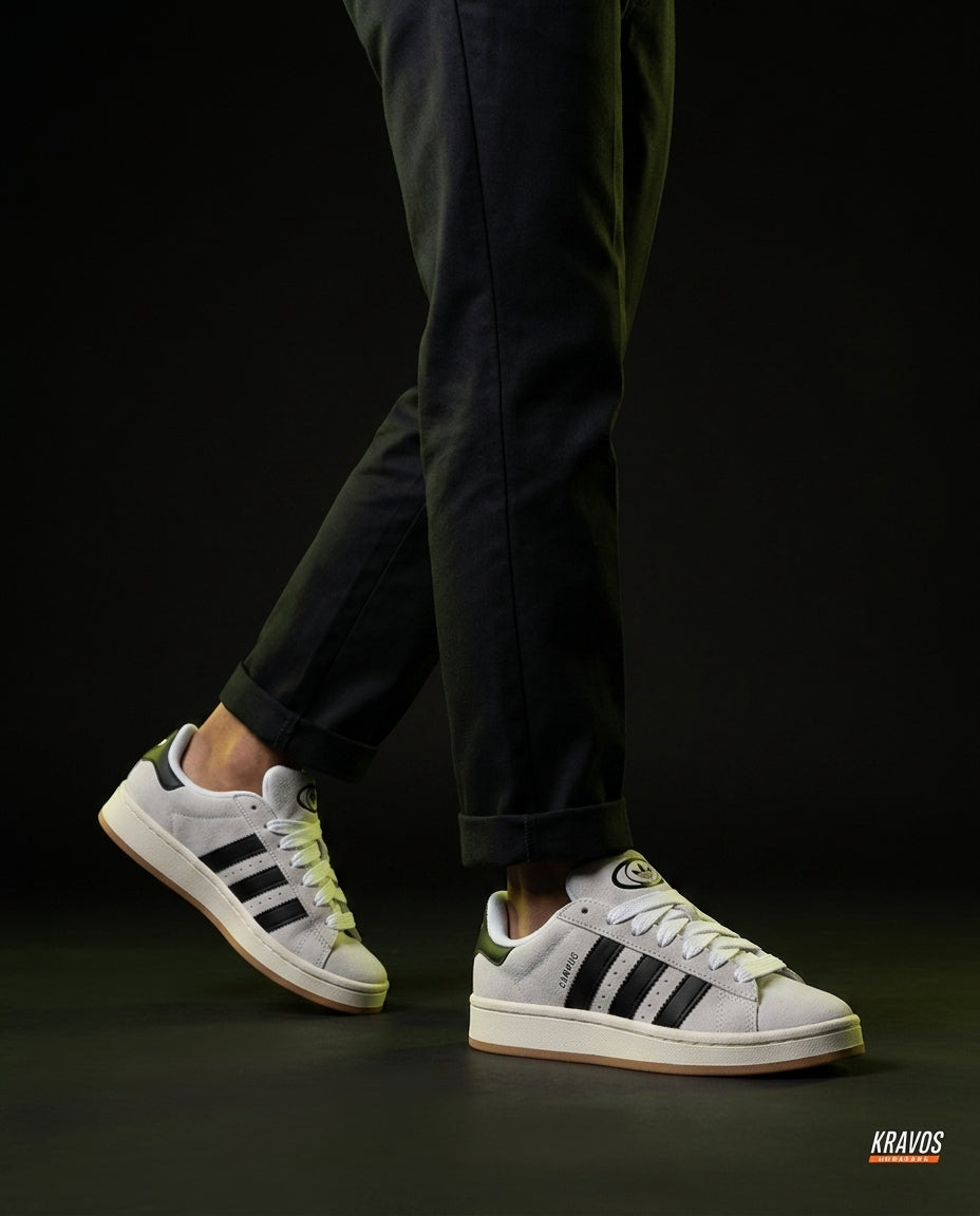 AD 00 Suede Rope-Lace Terrace Trainer White Black Gum