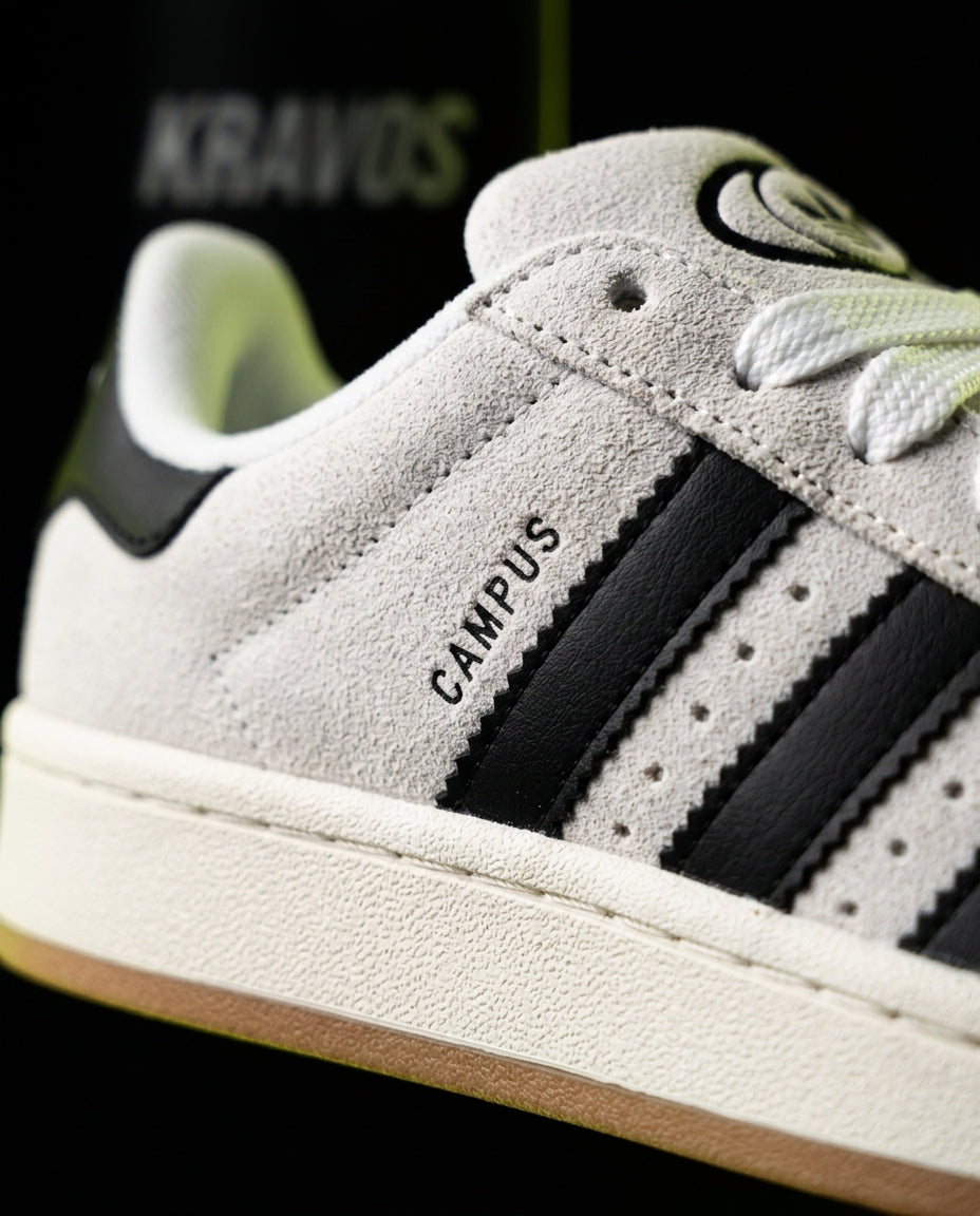 AD 00 Suede Rope-Lace Terrace Trainer White Black Gum