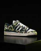 AD 84 Leather Camo-Panel Court Trainer Camo Green White