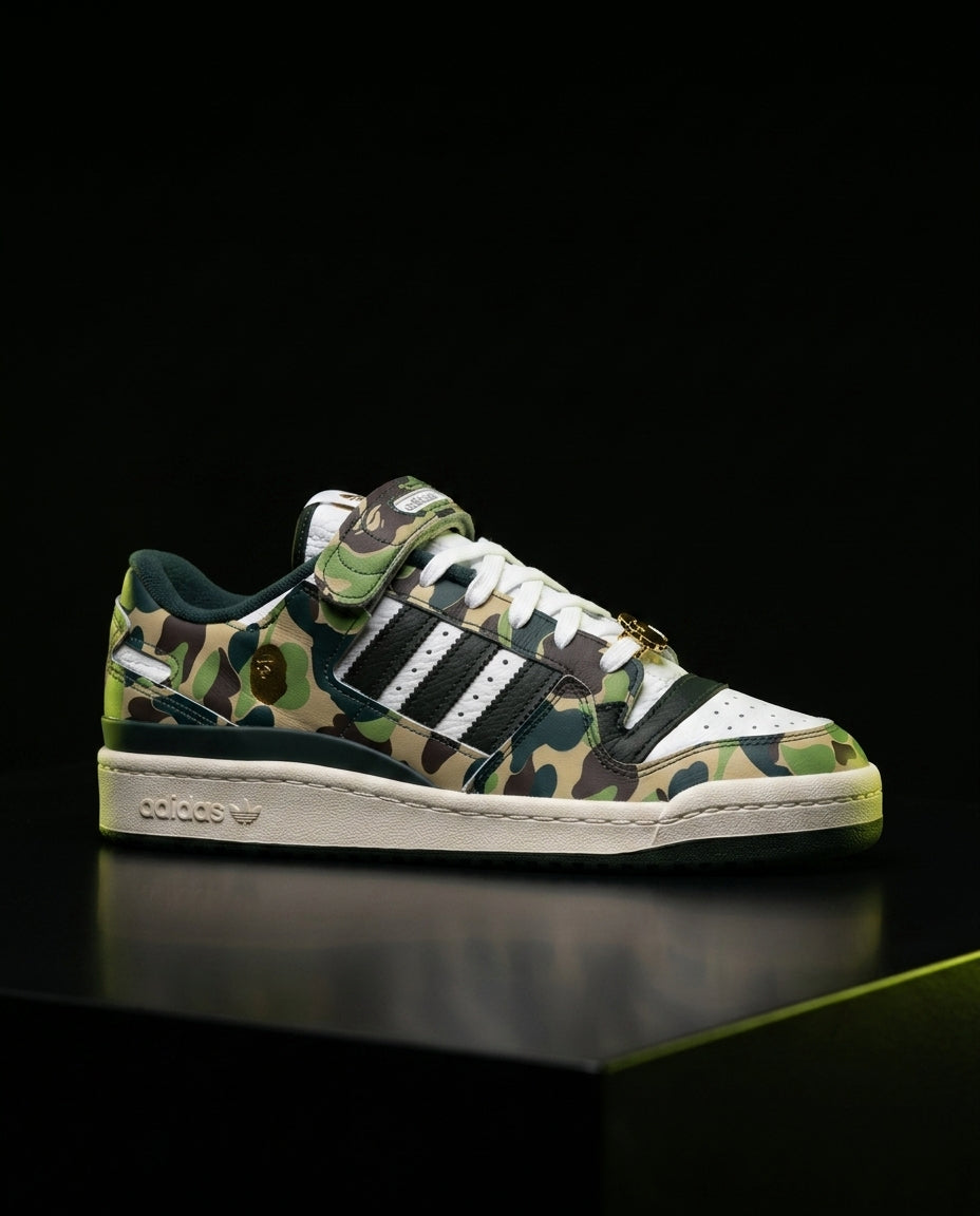 AD 84 Leather Camo-Panel Court Trainer