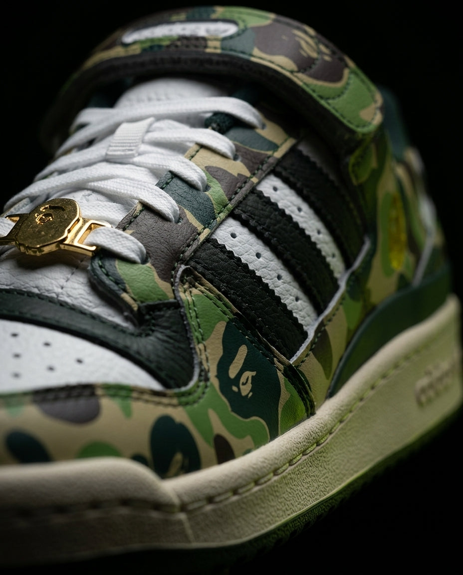 AD 84 Leather Camo-Panel Court Trainer