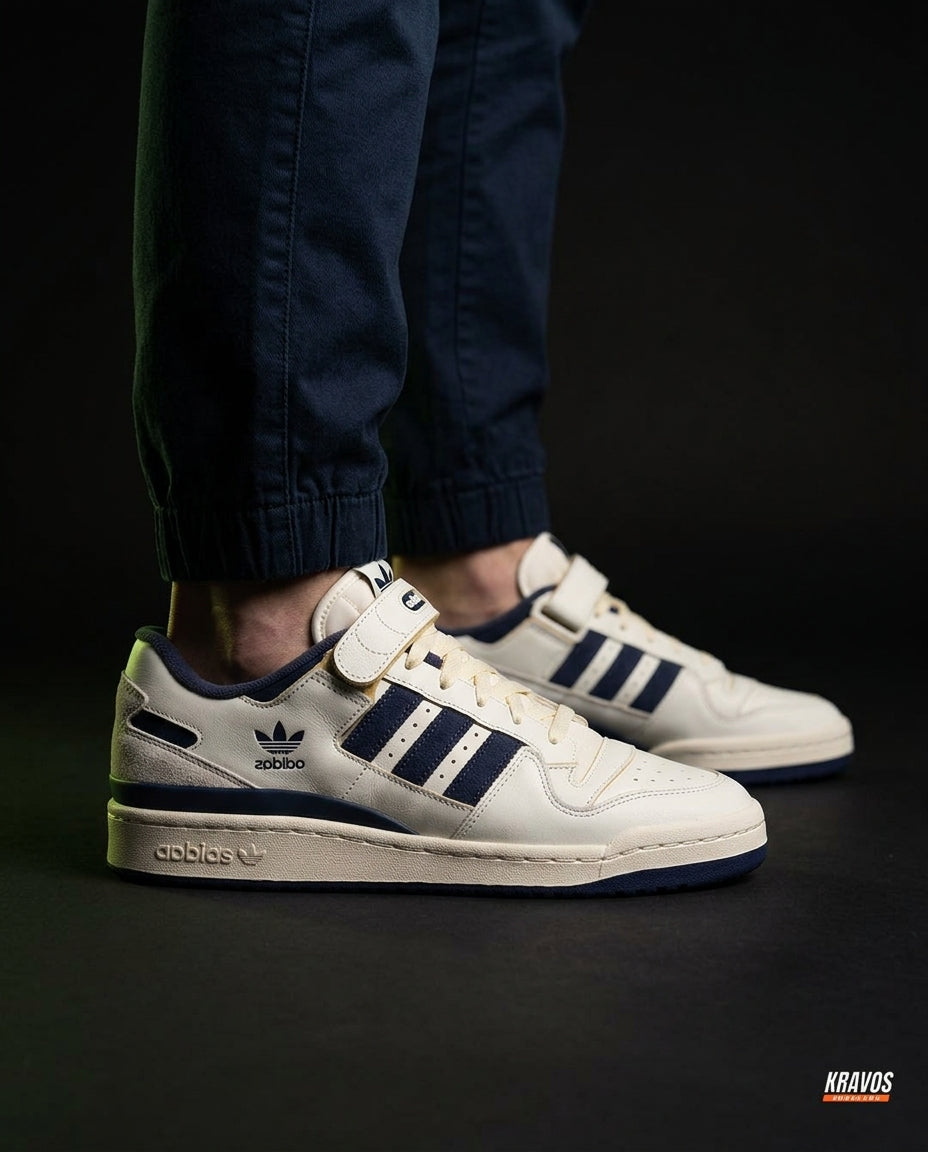 AD 84 Suede Strap Court Trainer Cream Navy
