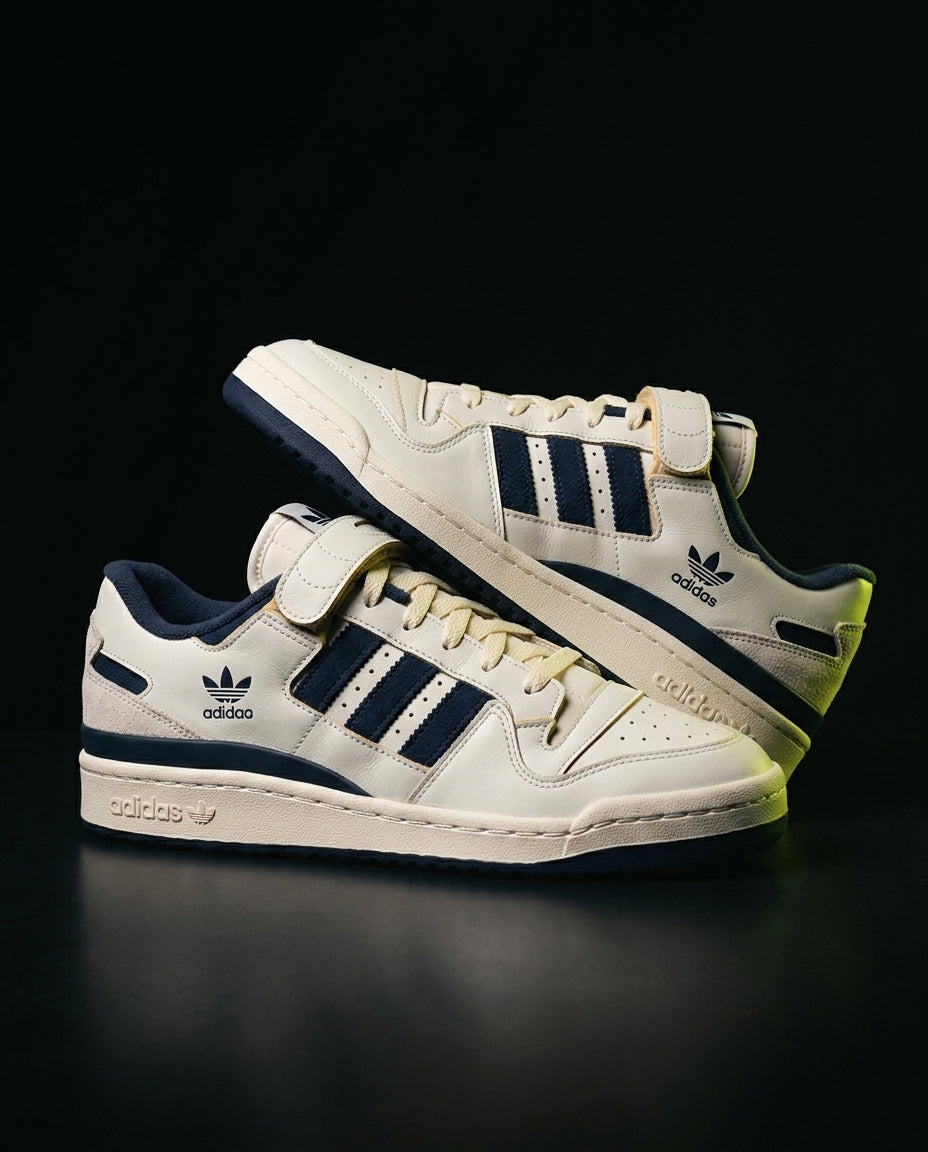 AD 84 Suede Strap Court Trainer Cream Navy