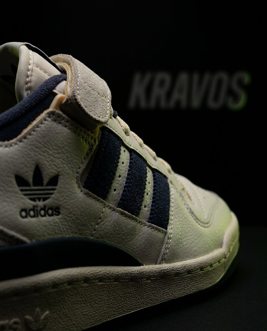 AD 84 Suede Strap Court Trainer Cream Navy