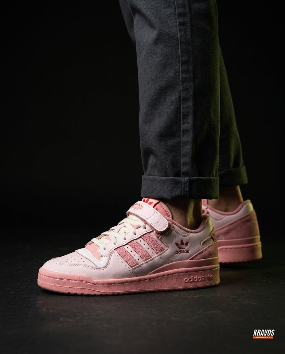 AD 84 Suede Strap Court Trainer Pink White