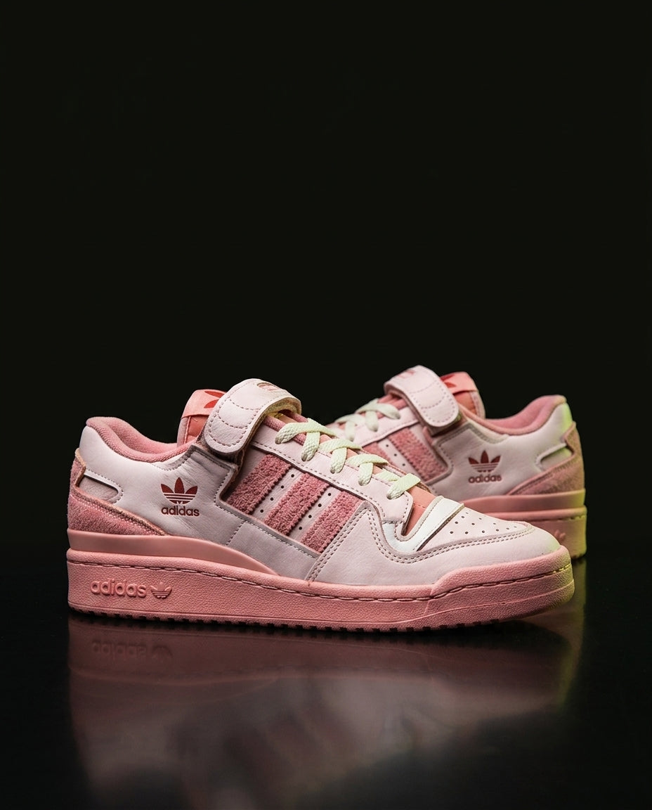 AD 84 Suede Strap Court Trainer Pink White