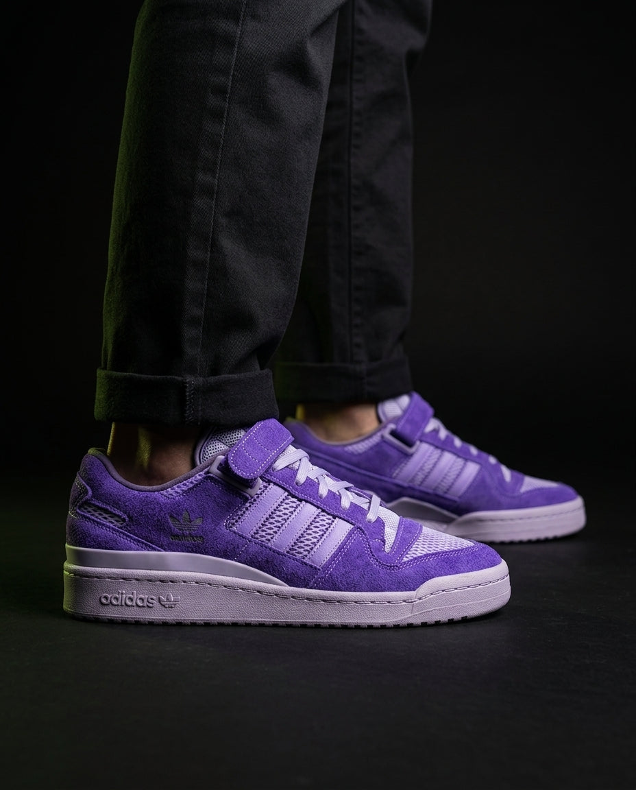AD 84 Suede Strap Court Trainer Purple White