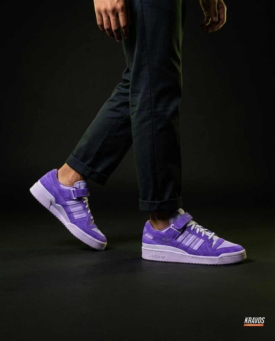 AD 84 Suede Strap Court Trainer Purple White