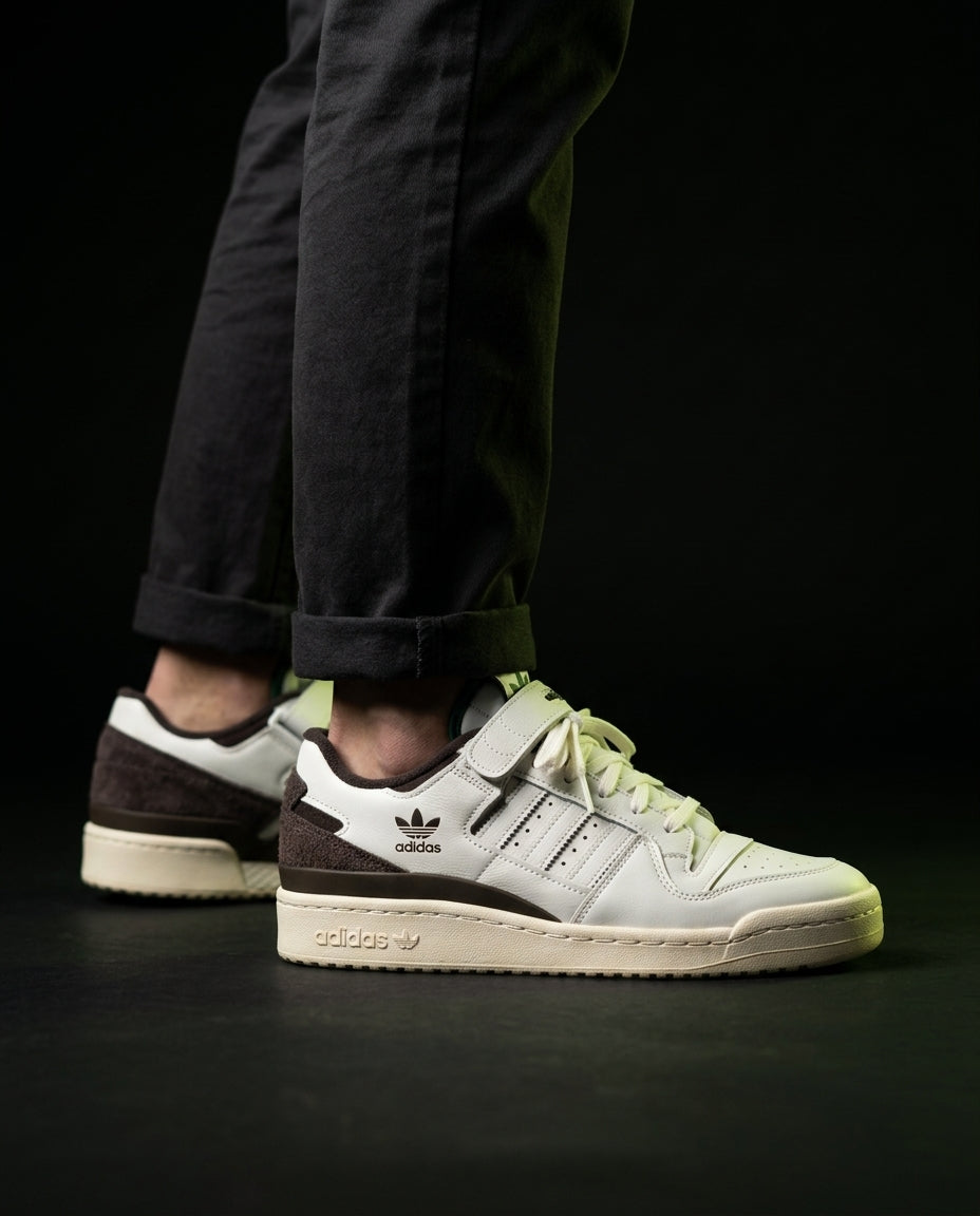 AD 84 Suede Strap Court Trainer White Brown
