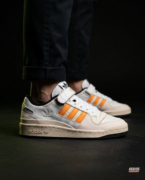 AD 84 Suede Strap Court Trainer White Orange