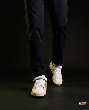 AD 84 Suede Strap Court Trainer White Orange