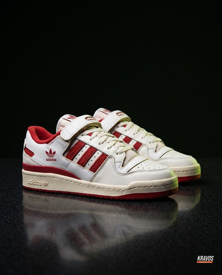 AD 84 Suede Strap Court Trainer White Red