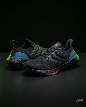 AD Knit Cage-Overlay Running Trainer Black Blue Pink