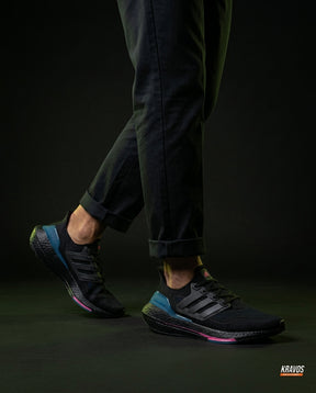 AD Knit Cage-Overlay Running Trainer Black Blue Pink