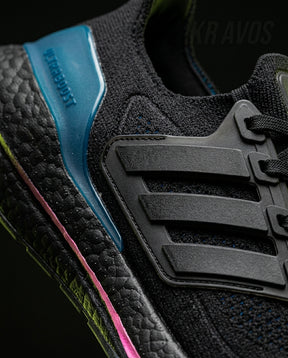 AD Knit Cage-Overlay Running Trainer Black Blue Pink