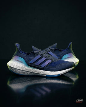 AD Knit Cage-Overlay Running Trainer Navy Blue White