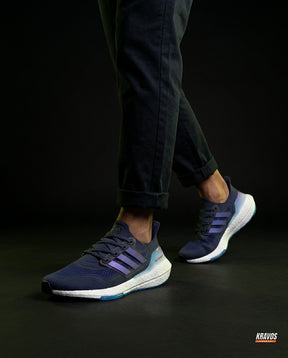 AD Knit Cage-Overlay Running Trainer Navy Blue White