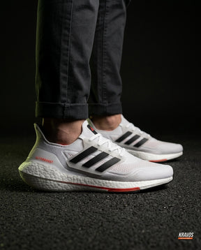 AD Knit Cage-Overlay Running Trainer White Black Red
