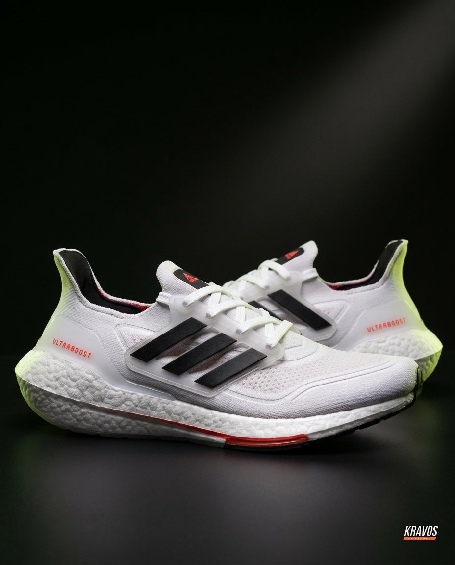 AD Knit Cage-Overlay Running Trainer White Black Red