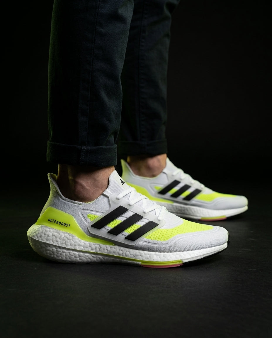 AD Knit Cage-Overlay Running Trainer White Volt Black