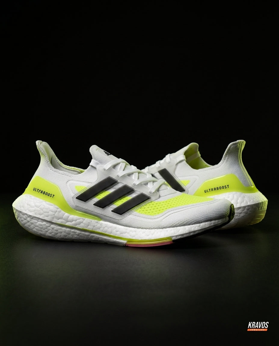 AD Knit Cage-Overlay Running Trainer White Volt Black