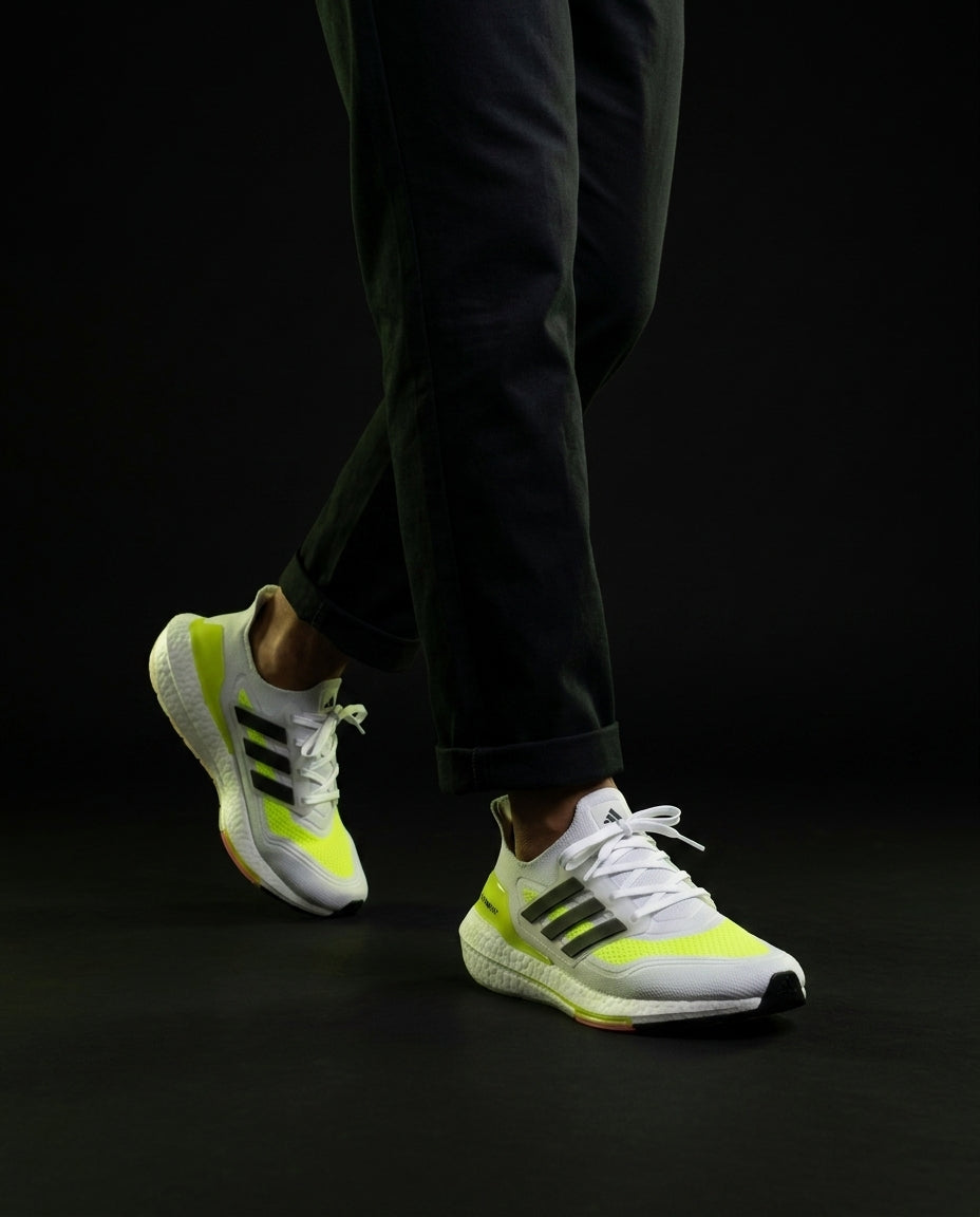 AD Knit Cage-Overlay Running Trainer White Volt Black
