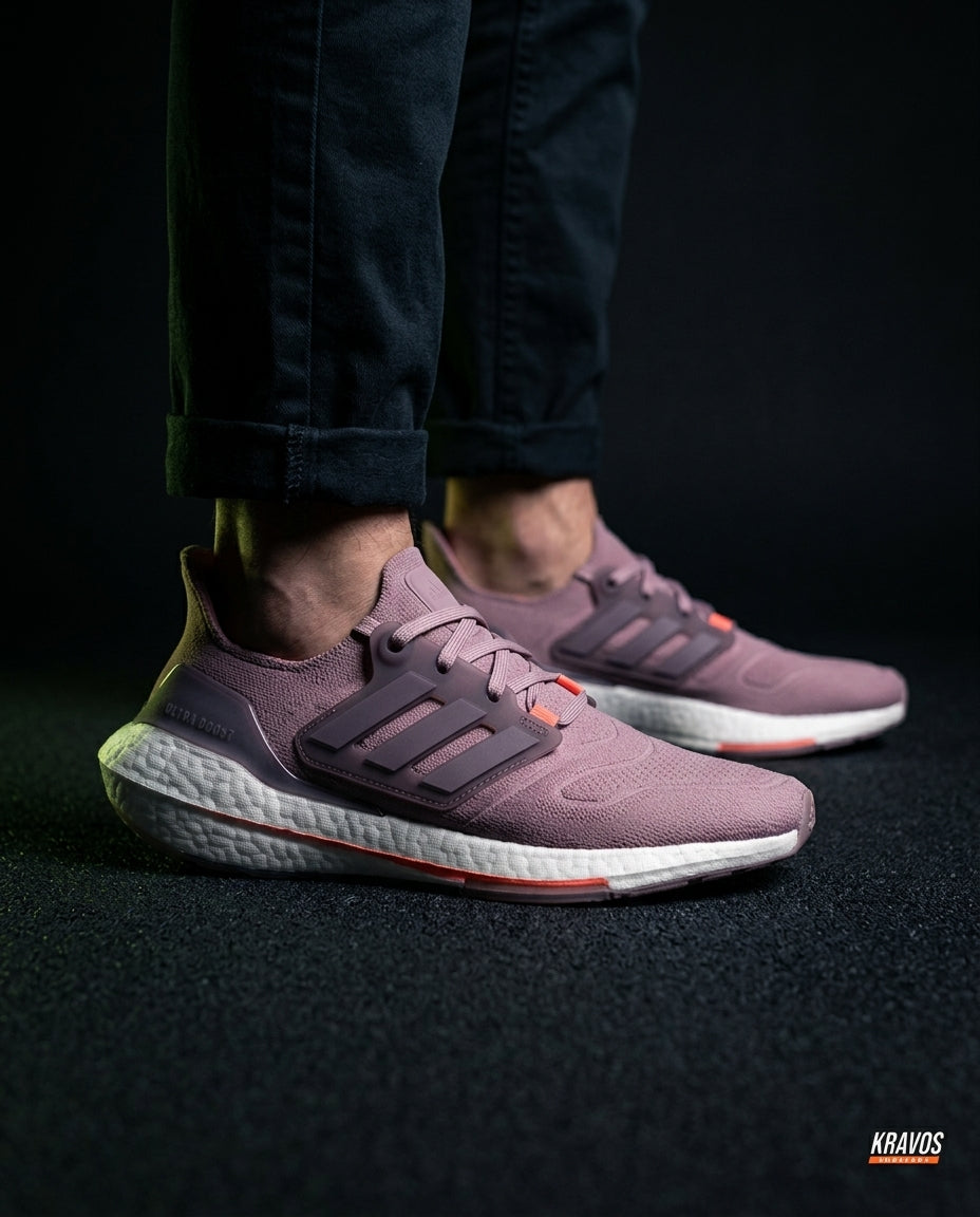 AD Knit Primeknit Layered Running Shoe Mauve White Coral