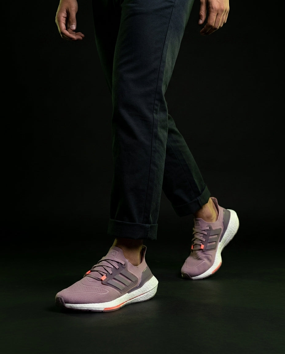 AD Knit Primeknit Layered Running Shoe Mauve White Coral