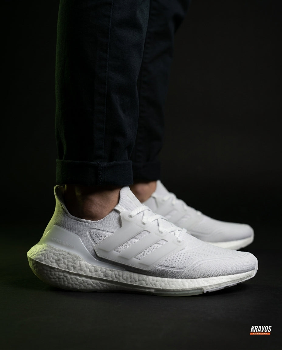 AD Knit Primeknit Layered Running Shoe Triple White