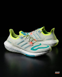 AD Knit Primeknit Layered Running Shoe White Teal Volt