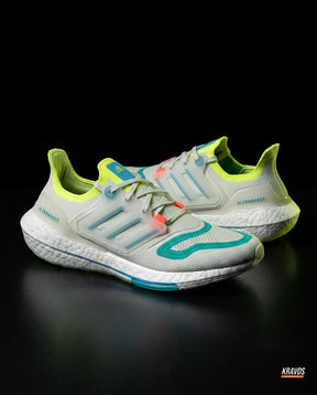 AD Knit Primeknit Layered Running Shoe White Teal Volt