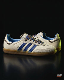 AD Leather Crochet-Tongue Terrace Trainer Cream Blue Gum
