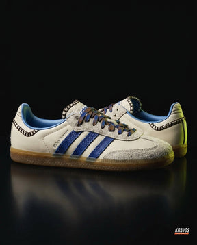 AD Leather Crochet-Tongue Terrace Trainer Cream Blue Gum