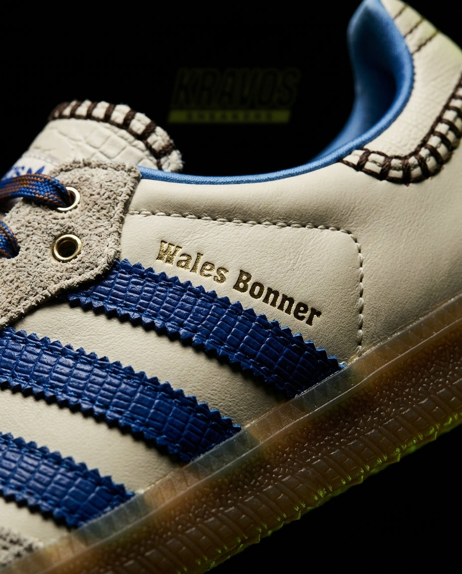 AD Leather Crochet-Tongue Terrace Trainer Cream Blue Gum