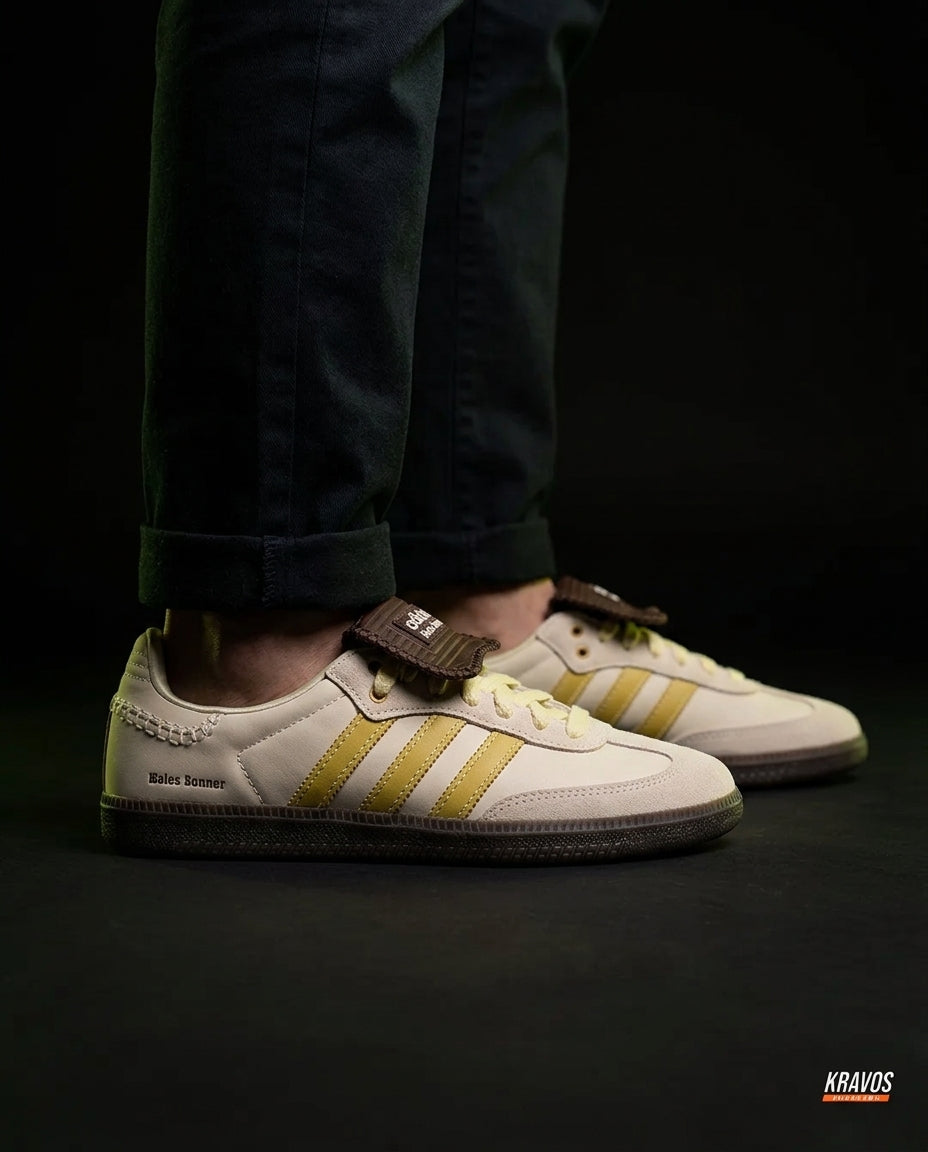 AD Leather Crochet-Tongue Terrace Trainer Cream Yellow Brown