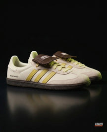 AD Leather Crochet-Tongue Terrace Trainer Cream Yellow Brown